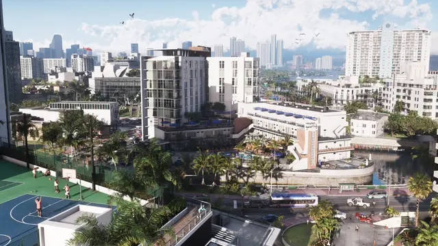 Vice City — centre-ville nuit : image officielle de GTA 6 publiée par Rockstar Games